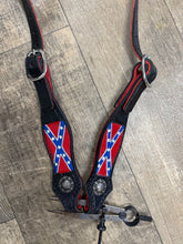 Painted confederate  leather one ear headstall  with conchos  horse size