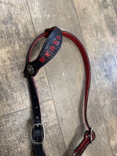Painted confederate  leather one ear headstall  with conchos  horse size