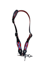 Painted confederate  leather one ear headstall  with conchos  horse size