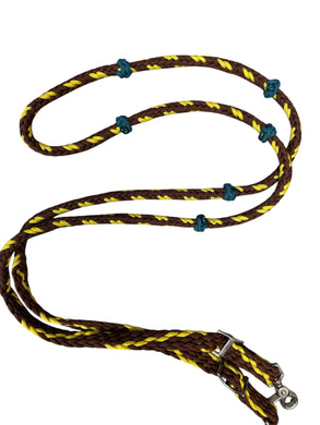 Sale 8’ reins with grip knots yellow and brown