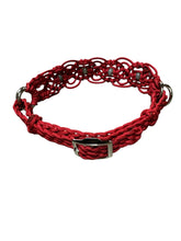 Beaded Macrame side pull hackamore attachment red with laboradite  , all sizes.