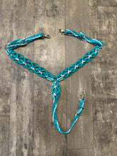 Gemstone fancy macrame  breast collar green turquoise and white(custom colors available)