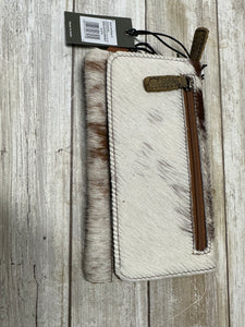 Myra brown and white cowhide womens wallet