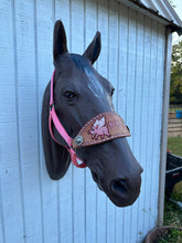 Personalized  bronc noseband pink nylon horse halter