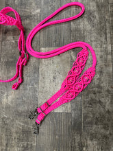 Hot pink Beaded Browband Headstall with a fancy braided browband with matching reins....all sizes.