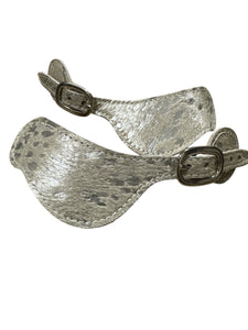 Silver and white  hair on spur straps