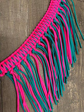 fringe breast collar hot pink and green turquoise