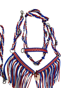 Red white and blue Pony Set-  with Bitless Bridle