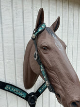 One ear headstall black and teal