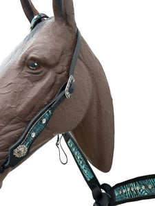 Teal and Black leather tack set