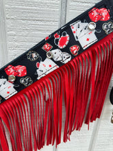 Vegas nylon fringe breast collar with red leather fringe and a wither strap