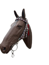 Browband Headstall vegas gambler print with quick change clips  horse size