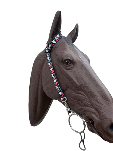 One Ear Headstall  Vegas gambler print with quick change clips average horse size
