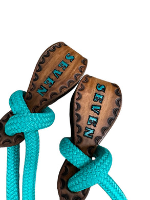 Yacht rope rein 22' with personalized leather slobber straps...more colors available