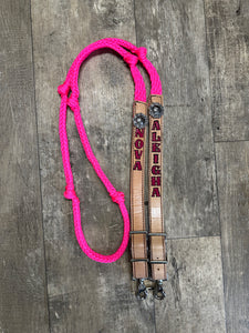 Personalized Barrel Reins leather and paracord , Round with grip knots...You choose color and length