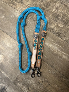 Personalized Barrel Reins leather and paracord , Round with grip knots...You choose color and length
