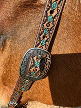 Hand painted and tooled  leather Headstall horse size