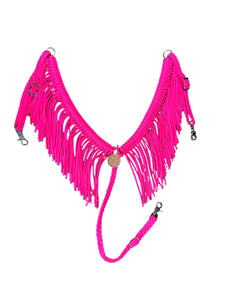 fringe breast collar neon hot pink