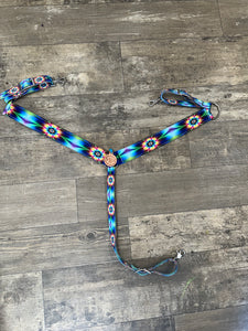 Tie dye flower  breast collar nylon horse tack