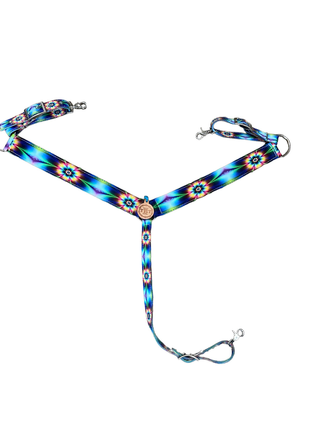 Tie dye flower  breast collar nylon horse tack