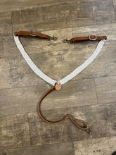 Mule tape horse breast collar with leather tugs