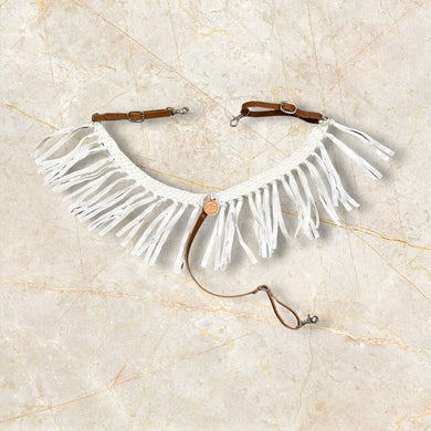 Fringe Mule tape horse breast collar with leather tugs