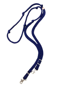 Dark  blue Barrel Reins, Round with grip knots.