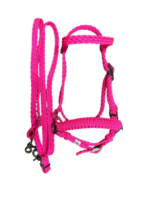 complete bitless bridle side pull hackamore hot pink ....pony, Cob, Horse. or Draft horse size