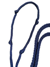 Midnight blue Barrel Reins, Round with grip knots.