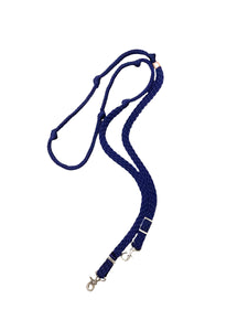 Dark  blue Barrel Reins, Round with grip knots.