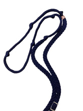 Dark  blue Barrel Reins, Round with grip knots.