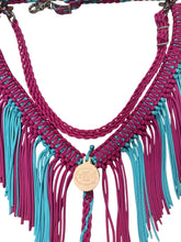 TBT Fringe Breast Collar tack set Fuschia and turquoise