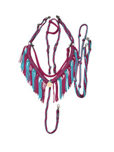 TBT Fringe Breast Collar tack set Fuschia and turquoise
