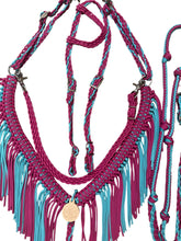 TBT Fringe Breast Collar tack set Fuschia and turquoise