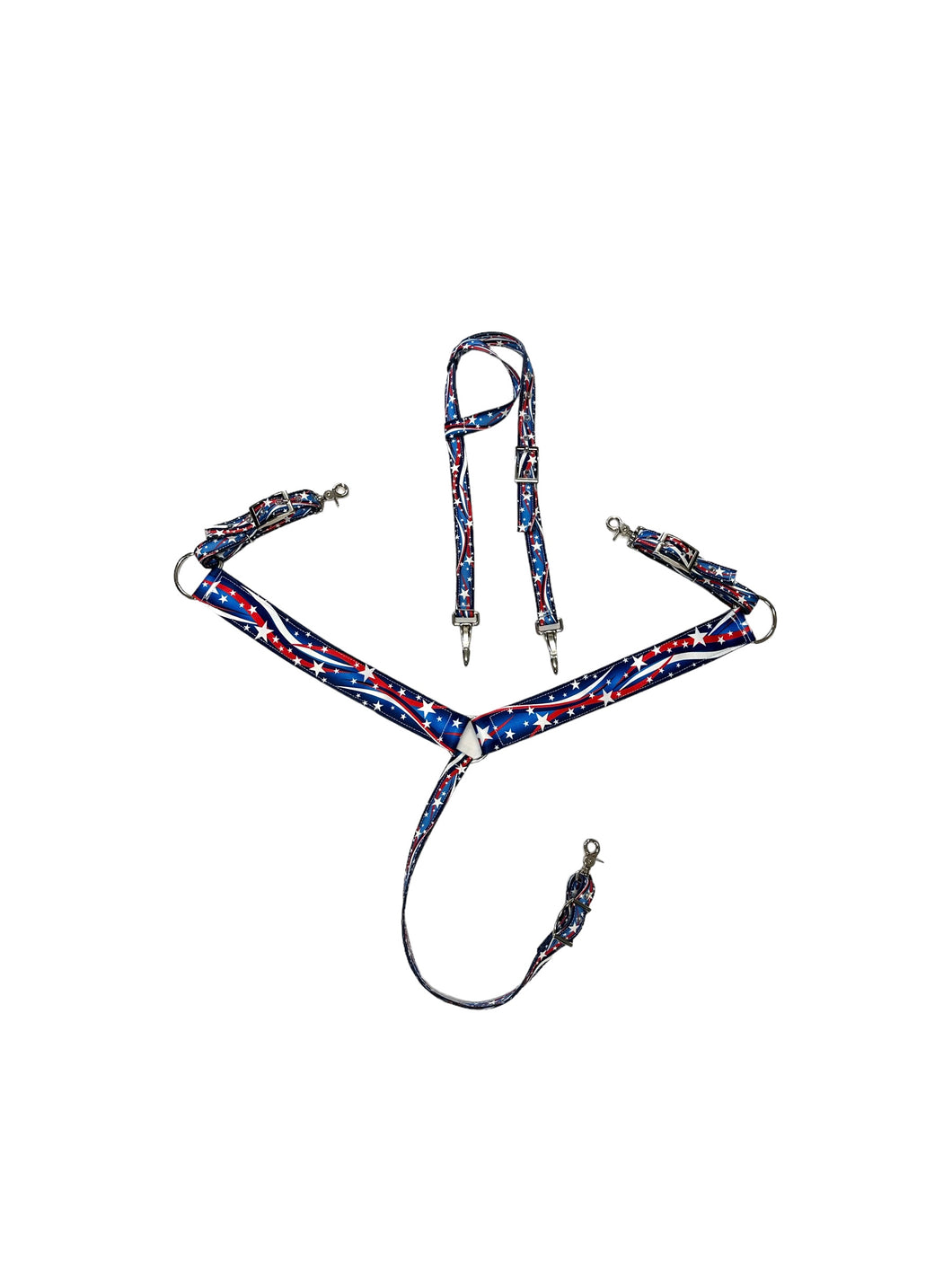Red white and blue tack set breast collar nylon horse size