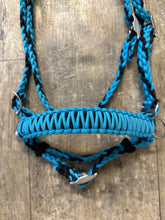 Turquoise  complete bitless bridle side pull hackamore with reins ....pony, Cob, Horse. or Draft horse size