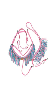 Fringe horse tack set,  (fringe breast collar, wither strap, reins, and bridle)