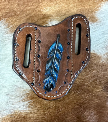 Hand tooled and painted pancake knife sheath