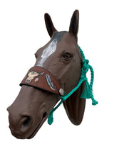 Black bronc noseband Braided mule tape horse halter with flat noseband
