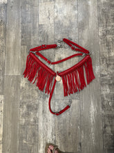 Red fringe breast collar with wither strap