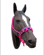Braided horse halter hot pink purple and teal