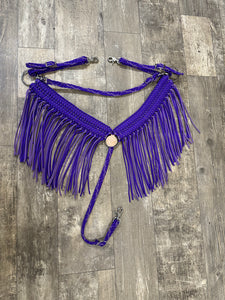 Purple and lilac Wide fringe breast collar longer fringe