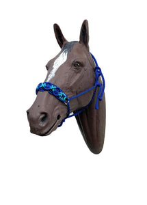 Braided horse halter electric blue  and teal
