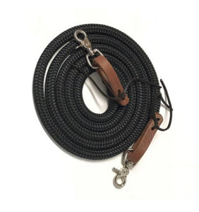 Yacht rope reins with leather water loops 10' (long reins)
