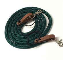 Yacht rope reins with leather water loops 10' (long reins)
