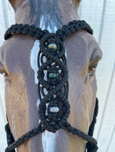 complete Bitless bridle side pull hackamore in baroque style with Indian agate gemstones and matching split reins