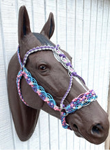 complete Bitless bridle side pull hackamore in baroque style with beading and matching beaded split reins