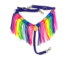 Rainbow fringe breast collar with wither strap.