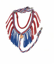 Patriotic fringe breast collar with wither strap.