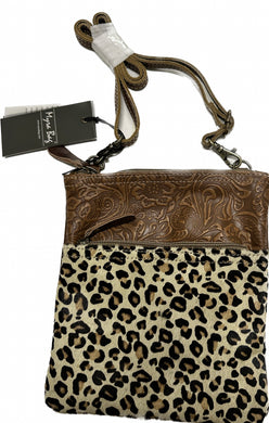 Myra Bag Crossbody Bag Leather Crossbody Purse Cheetah Print with Hairon Small